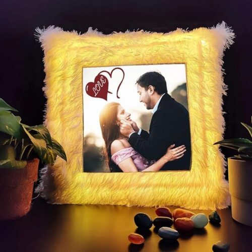 Led Cushion Pillow with Photo - Golden Color- Rectangle Shape photo review