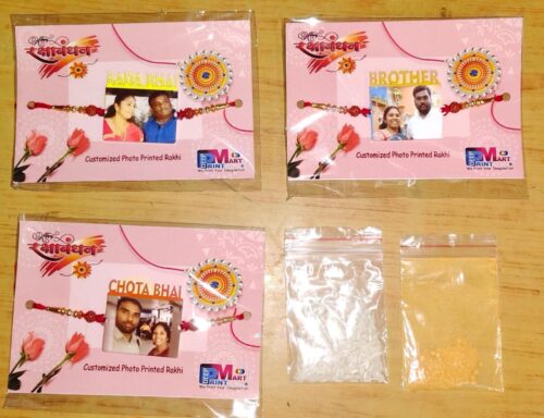 Photo print Rakhi for Brothers with Roli Chawal & Greeting Card, Kite Shape. photo review